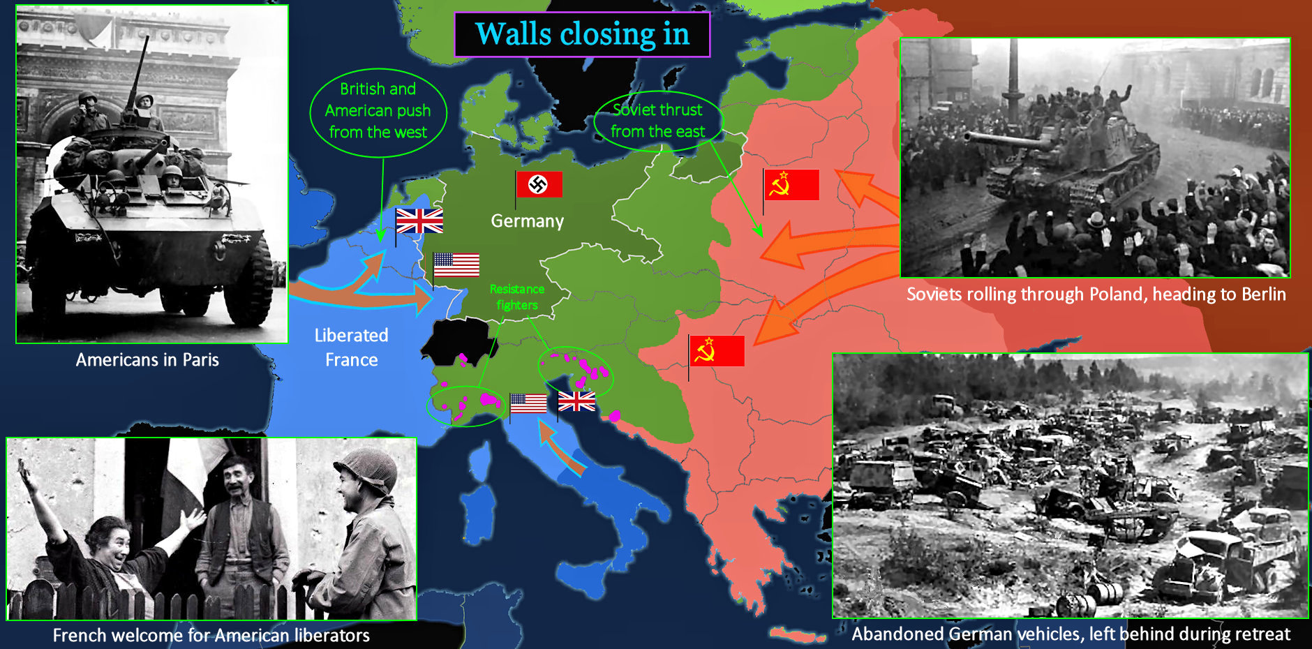 Hitler's final days, 1945 map